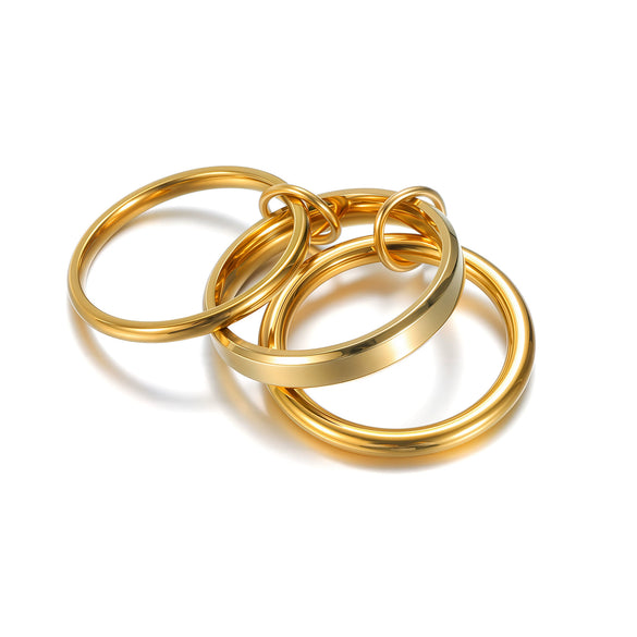 Stacked Mitten Rings Titanium Steel Geometric Electroplated Hand Jewelry For Women