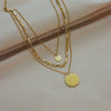 Stacked Multi Layer Round Pendant Necklace With Geometric Pattern Made Of Titanium Steel Electroplated For Women And Men