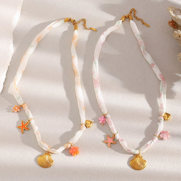 Stacked Necklaces Stainless Steel Titanium Steel Heart Shape Pendant Shell Necklace Fashion Ol Minimalist Electroplated