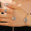Stacked Open Ring Women's Copper Diamond Retro Design Sun And Moon Style
