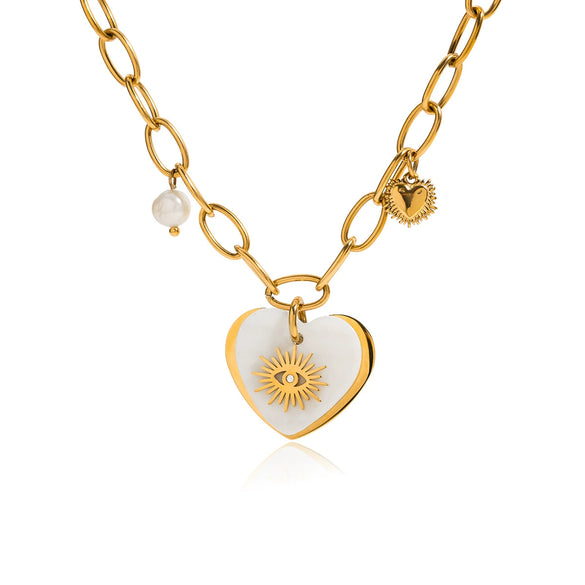 Stacked Retro White Diamond Devil's Eye Pendant Necklace Jewelry For Women