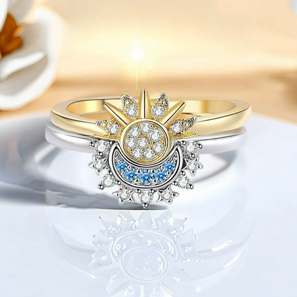 Stacked Ring Copper Light Luxury Geometric Star Pattern Set With Diamonds Women's