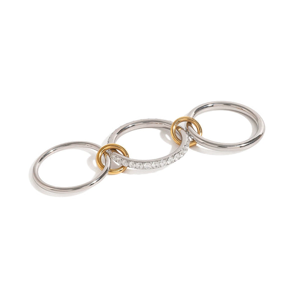 Stacked Ring Stainless Steel Geometric Electroplated Women's Jewelry