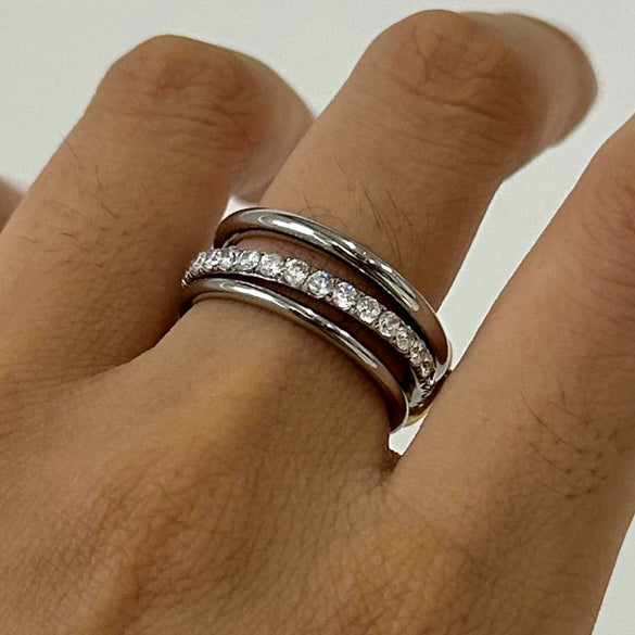 Stacked Ring Stainless Steel Geometric Electroplated Women's Jewelry