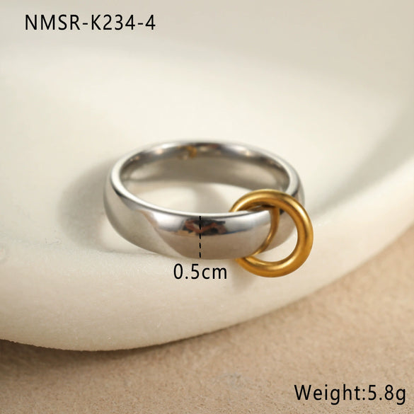 Stacked Ring Stainless Steel Geometric Light Luxury Style Gold Plated Women's
