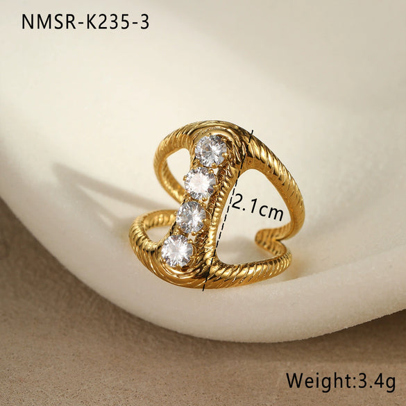 Stacked Ring Stainless Steel Geometric Light Luxury Style Gold Plated Women's
