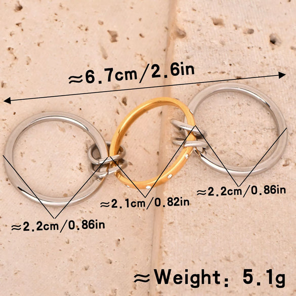 Stacked Ring Stainless Steel Geometric Style Electroplated Finger Ring Hand Jewelry