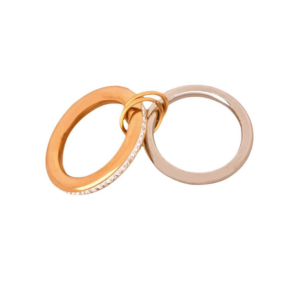 Stacked Ring Stainless Steel Geometric Style Electroplated Finger Ring Hand Jewelry