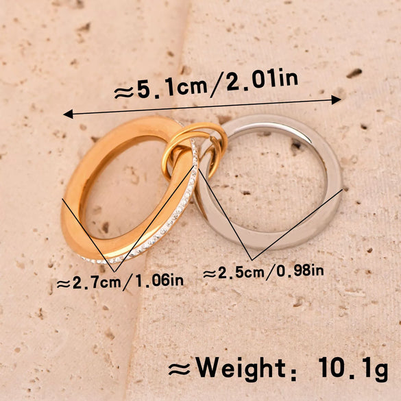 Stacked Ring Stainless Steel Geometric Style Electroplated Finger Ring Hand Jewelry