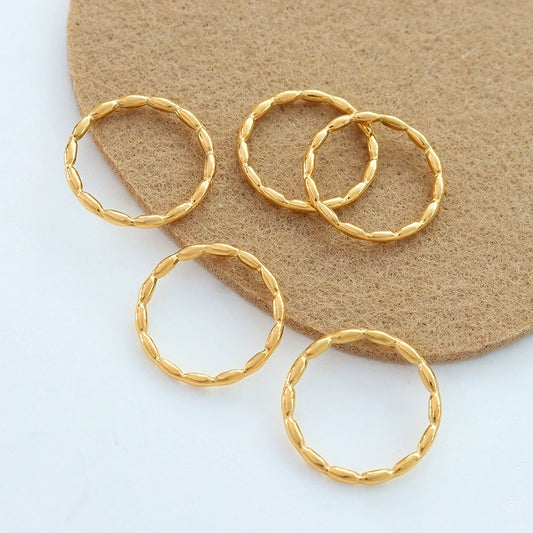 Stacked Ring Stainless Steel 18K Gold Plated Geometric French Retro Jewelry