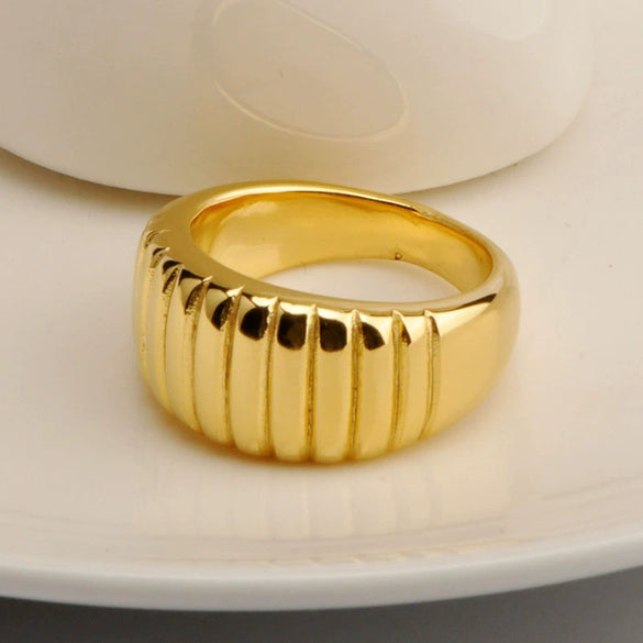 Stacked Ring Titanium Steel Plaid Wave Electroplated
