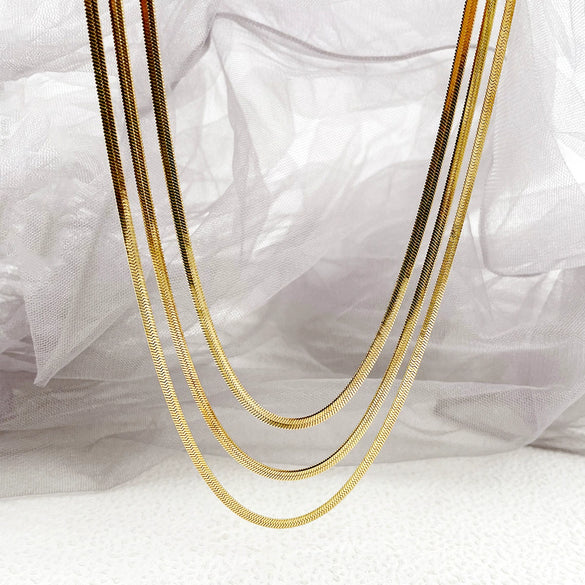 Stacked Snake Bone Chain Necklace Stainless Steel Electroplating Unisex Simple Trendy Hip Hop Style