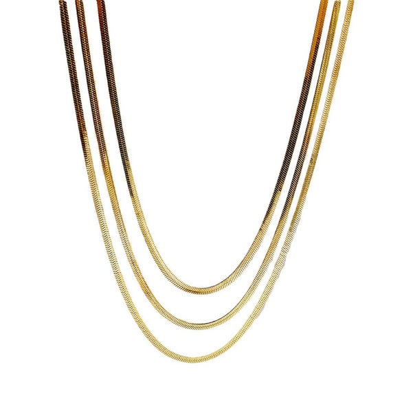 Stacked Snake Bone Chain Necklace Stainless Steel Electroplating Unisex Simple Trendy Hip Hop Style