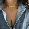 Stacked Snake Bone Clavicle Necklace Titanium Steel Geometric Electroplating