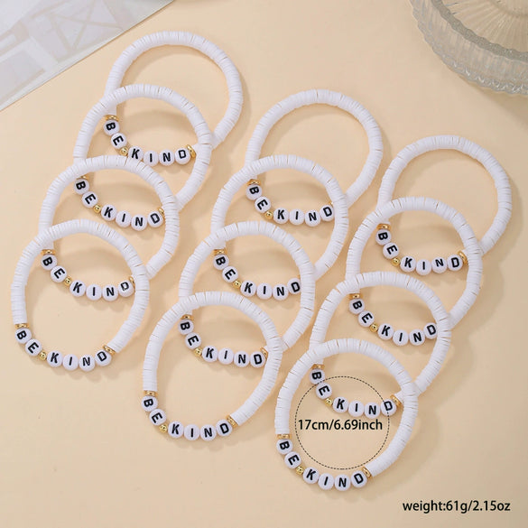 Stacked Soft Clay Letter Beads Handmade Unisex Jewelry Set