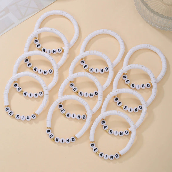 Stacked Soft Clay Letter Beads Handmade Unisex Jewelry Set