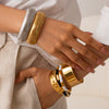 Stacked Stainless Steel And Titanium Steel Embossed Geometric Style Bracelet Accessories With Electroplating