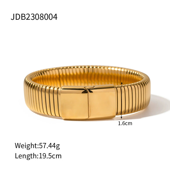 Stacked Stainless Steel And Titanium Steel Embossed Geometric Style Bracelet Accessories With Electroplating