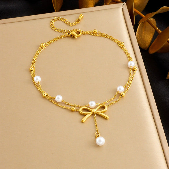 Stacked Stainless Steel Bow Chain For Women