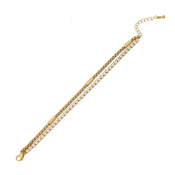 Stacked Stainless Steel Geometric Style Electroplated Women's Bracelet