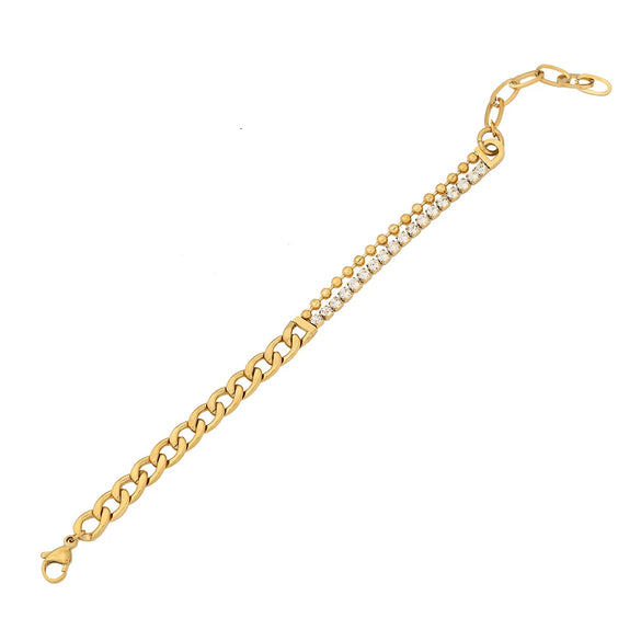 Stacked Stainless Steel Geometric Style Electroplated Women's Bracelet