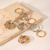 Stacked Stainless Steel Geometric Women's Rings With Electroplating