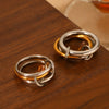 Stacked Stainless Steel Geometric Women's Rings With Electroplating