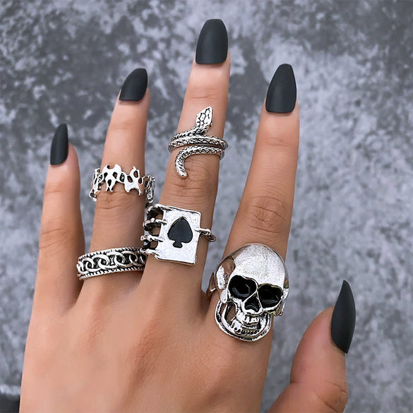 Stacked Style Geometric Alloy Ring Suit Electroplated For Unisex
