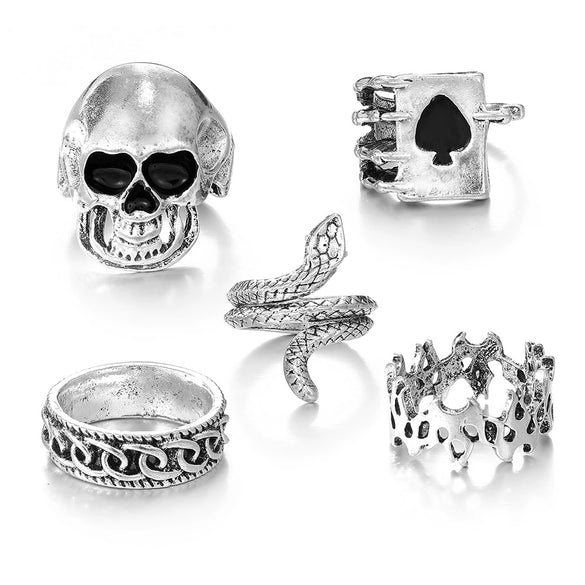 Stacked Style Geometric Alloy Ring Suit Electroplated For Unisex