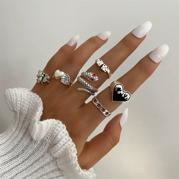 Stacked Style Geometric Alloy Ring Suit Electroplated For Unisex