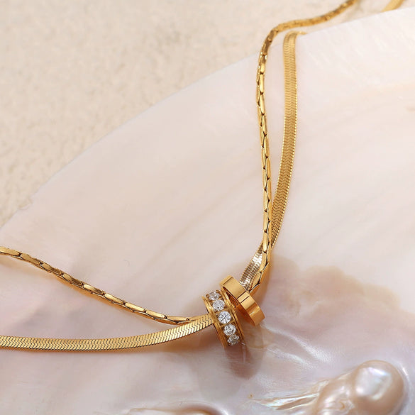 Stacked Style 316L Stainless Steel Gold Plated Women's Fashionable Simple Light Luxury Necklace