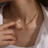 Stacked Style 316L Stainless Steel Gold Plated Women's Fashionable Simple Light Luxury Necklace