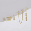 Stacked Tassel Zircon Earrings Copper Inlaid Geometric Style Women's