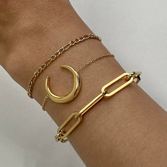 Stacked Wear Niche Design Sense Women's Stainless Steel Geometric Bracelet With Electroplating