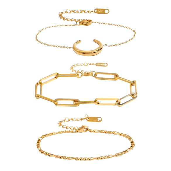 Stacked Wear Niche Design Sense Women's Stainless Steel Geometric Bracelet With Electroplating
