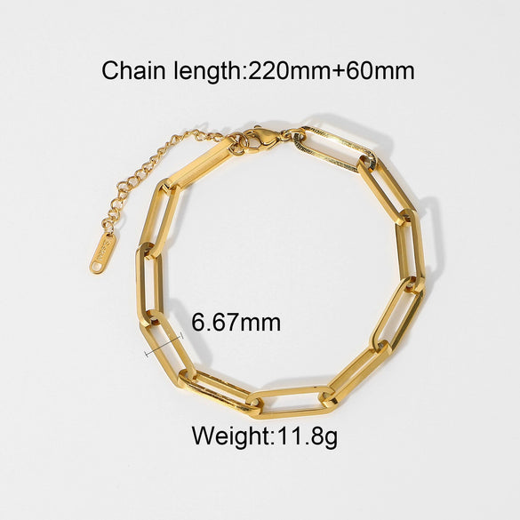 Stacked Wear Niche Design Sense Women's Stainless Steel Geometric Bracelet With Electroplating