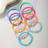 Stacking Bracelet Set Polymer Clay Handmade Geometric Style Colorful Soft Oil Dripping White Smiley Face Bohemian