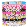 Stacking Bracelet Set Polymer Clay Handmade Geometric Style Colorful Soft Oil Dripping White Smiley Face Bohemian