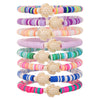 Stacking Bracelet Set Polymer Clay Handmade Geometric Style Colorful Soft Oil Dripping White Smiley Face Bohemian