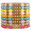 Stacking Bracelet Set Polymer Clay Handmade Geometric Style Colorful Soft Oil Dripping White Smiley Face Bohemian