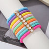 Stacking Bracelet Set Polymer Clay Handmade Geometric Style Colorful Soft Oil Dripping White Smiley Face Bohemian