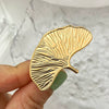Stacking Ring Stainless Steel Electroplated Real Gold Multilayer Ginkgo Leaf Style For Women