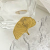 Stacking Ring Stainless Steel Electroplated Real Gold Multilayer Ginkgo Leaf Style For Women