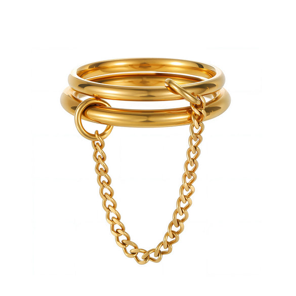 Stacking Rings Titanium Steel Geometric Electroplated Hand Jewelry For Women