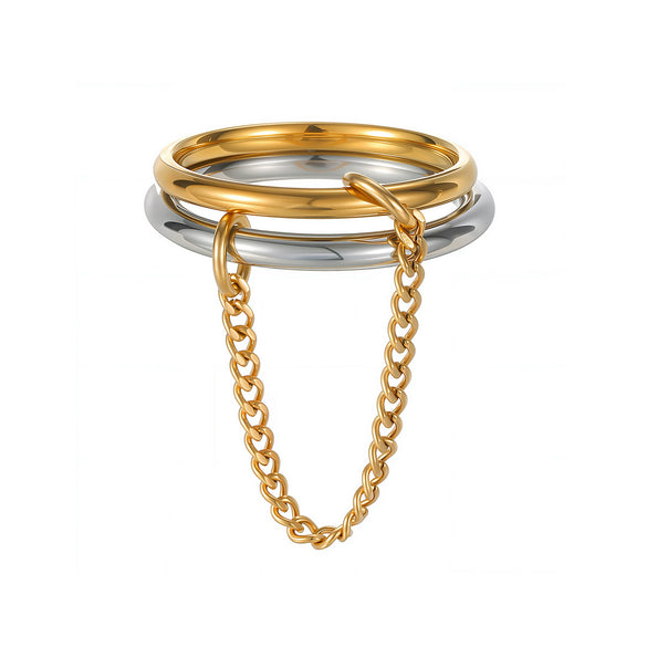Stacking Rings Titanium Steel Geometric Electroplated Hand Jewelry For Women