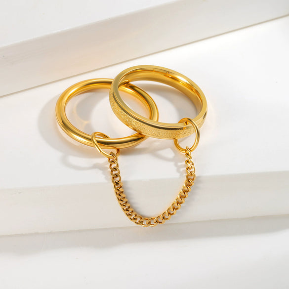 Stacking Rings Titanium Steel Women's Multiring Combination Geometric Style Electroplated Hand Jewelry