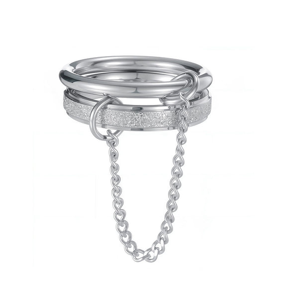 Stacking Rings Titanium Steel Women's Multiring Combination Geometric Style Electroplated Hand Jewelry