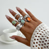Stacking Style Alloyacrylic Drill Geometric Ring For Women With Electroplating