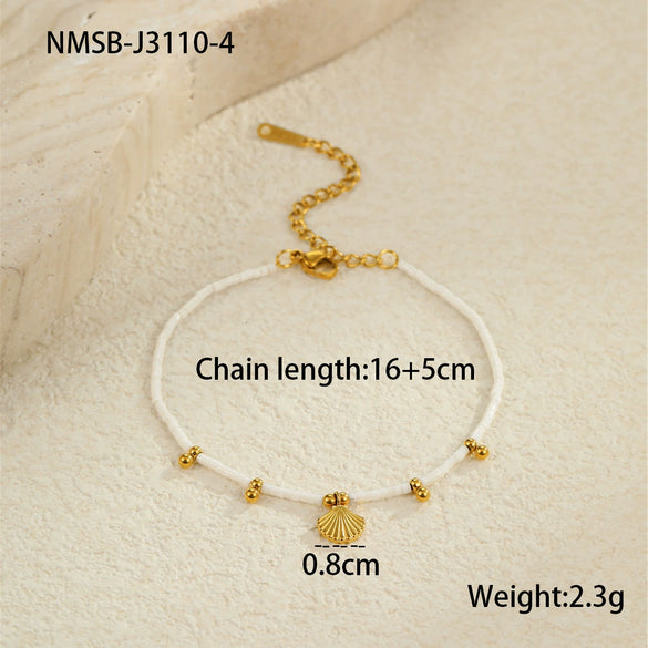 Stacking Versatile Flower Stainless Steel 18K Gold Plated Geometric Style Women's Bracelet Jewelry