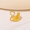 Staggered Asymmetrical Lines Geometric U Shaped Stainless Steel Openable Ring With Electroplating